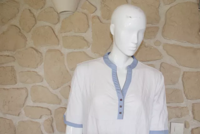 Tee-shirt blanc et bleu Clifden neuf taille 44 marque Dubarry étiqueté à 69,95€ 2