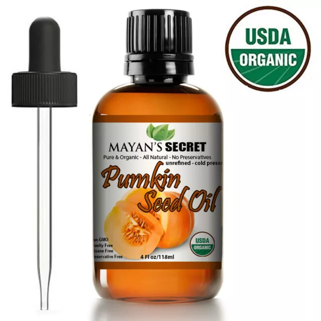 100% UDSA CERTIFIED ORGANIC PUMPKIN SEED OIL UNREFINED RAW COLD PRESSED  4oz