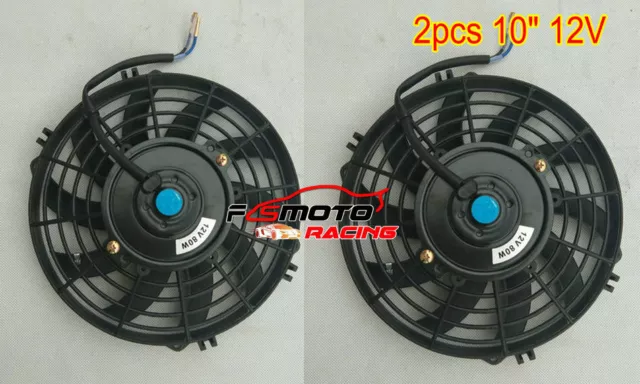 2 x 10" inch 12V 80W Slim Electirc Radiator Cooling Thermo Fan & Mounting kit