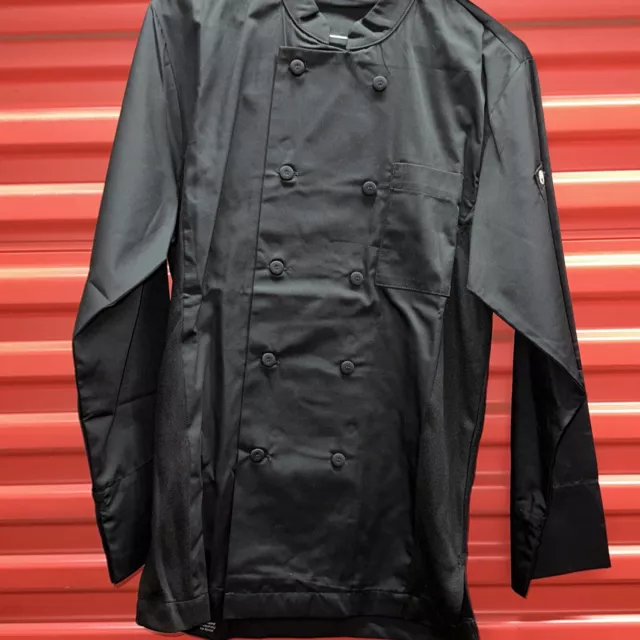 NEW Chef Works Chefworks 2XL Black Vented Button Up LongSleeve Uniform Coat T20