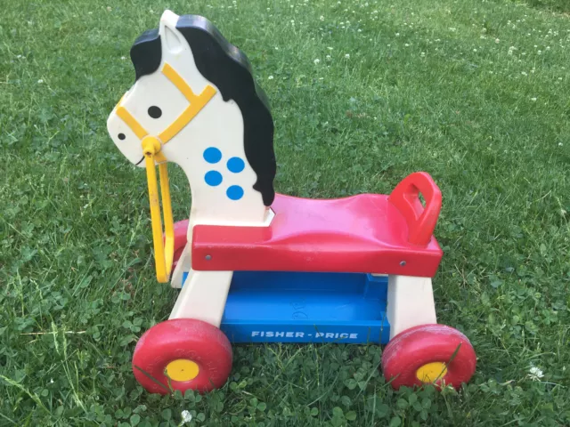 1976 Fisher Price Riding Horse Toddler Ride Toy #978 Pull Plastic Pony