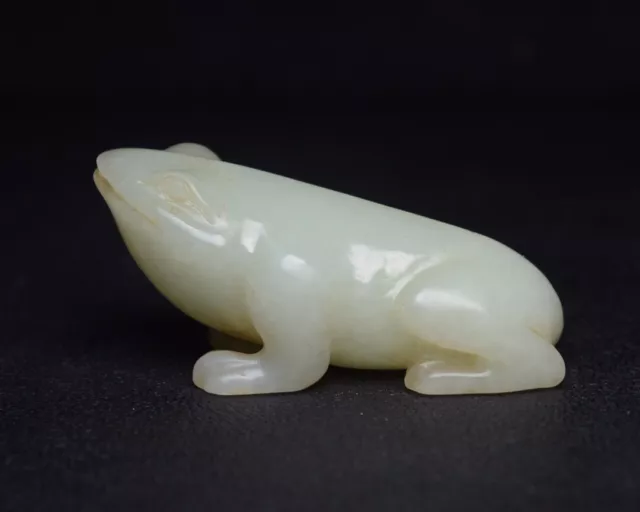 Collections Chinese Natural Hetian Jade Carved Exquisite Frog Statue Figurines 2