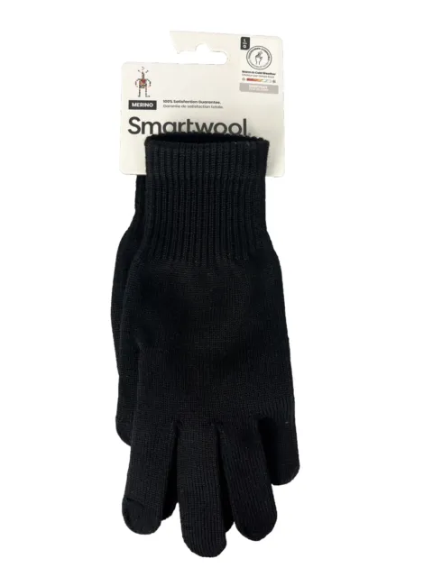 SMARTWOOL Gloves L Adult Wool Blend New Black Liner Glove NWT Touchscreen Usable