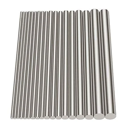 18Pcs Stainless Steel Solid Round Rod Lathe Bar Stock Assorted for DIY Craft ...