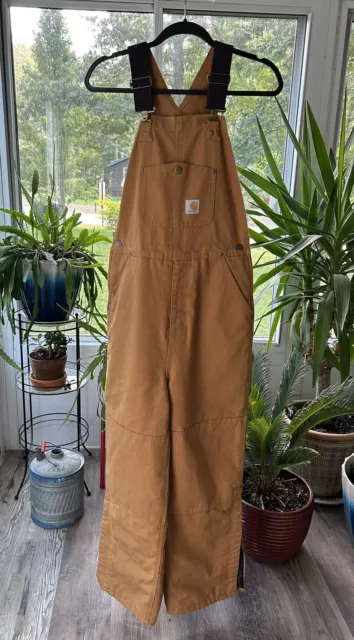 Youth Boys 14 Carhartt Winter Insulated Bib Overalls Duck Canvas Double Knee