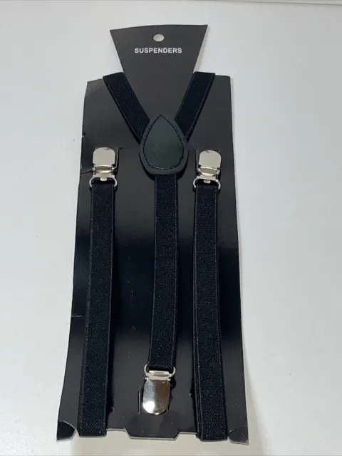 Suspenders Y Shape Braces Adjustable Black Unisex Casual New in Packaging