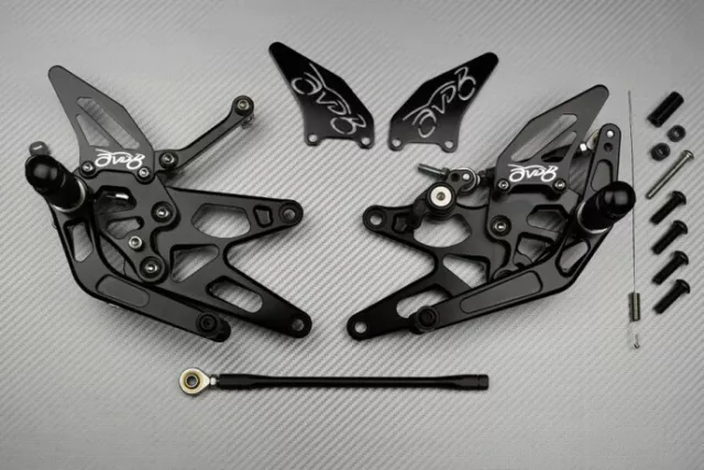 Platines / Commandes Reculées Racing AVDB Noires YAMAHA YZF R1 YZF-R1 2004-2006