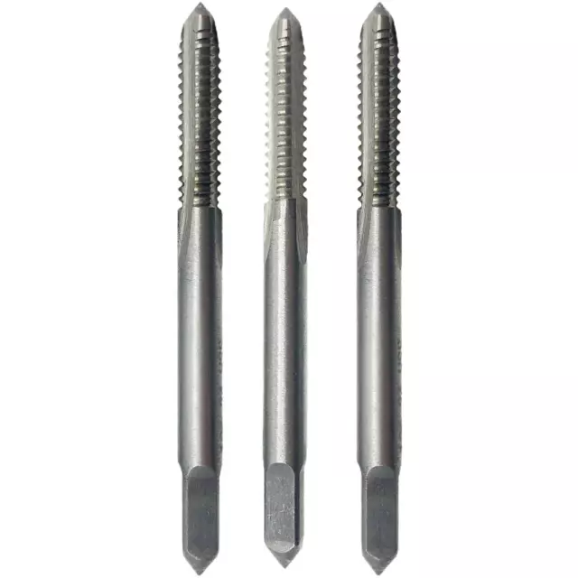 3pcs 10-24 Tap UNC Thread 3 Flutes Hand Tap Set High Speed Steel Machine HSS
