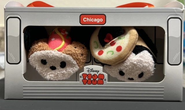 Disney Store Chicago Mickey and Minnie Mouse Tsum Tsum 3.5” Plush Set of 2 Toy