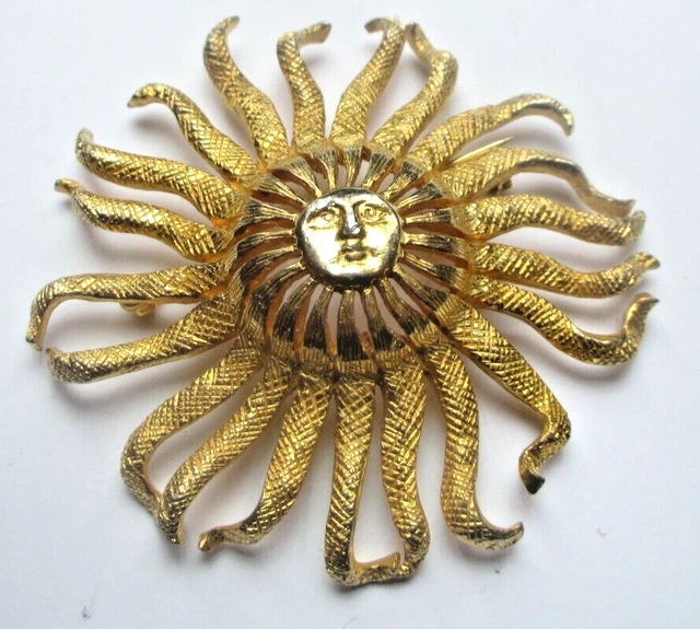 Broche hérisson en bronze doré et cabochon d'agate noire - Les Bijoux
