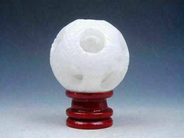 Marble Stone Carved 3-Layers Dragon Feng Shui Balls Sphere w/ FREE STAND #122721