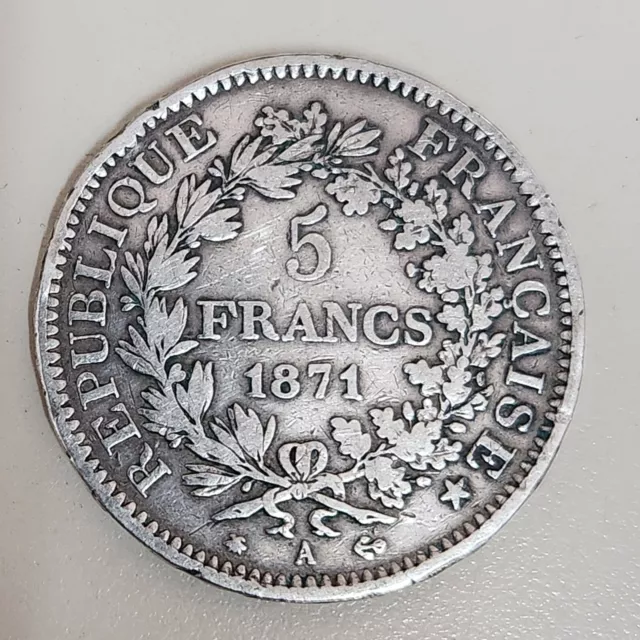 5 Francs ARGENT HERCULE 1871 A  PARIS