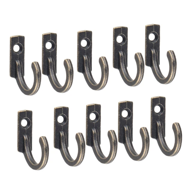 10PCS Single Prong Hook Wall Mounted Retro Cloth Hanger for Coats Hats Keys