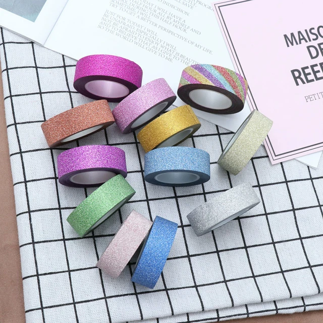 12 rollos cintas de papel washi cintas brillantes cinta simple embalaje de regalo