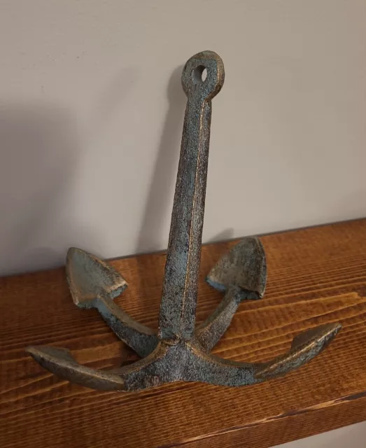 Decorative Nautical Ship Anchor, Solid Iron, Antique Bronze Petina Home Decor