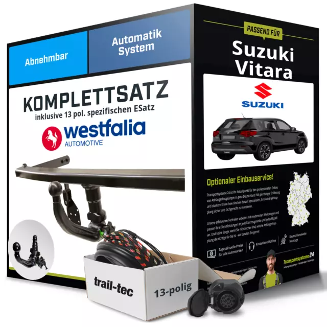 Anhängerkupplung WESTFALIA abnehmbar für SUZUKI Vitara +E-Satz (AHK+ES)