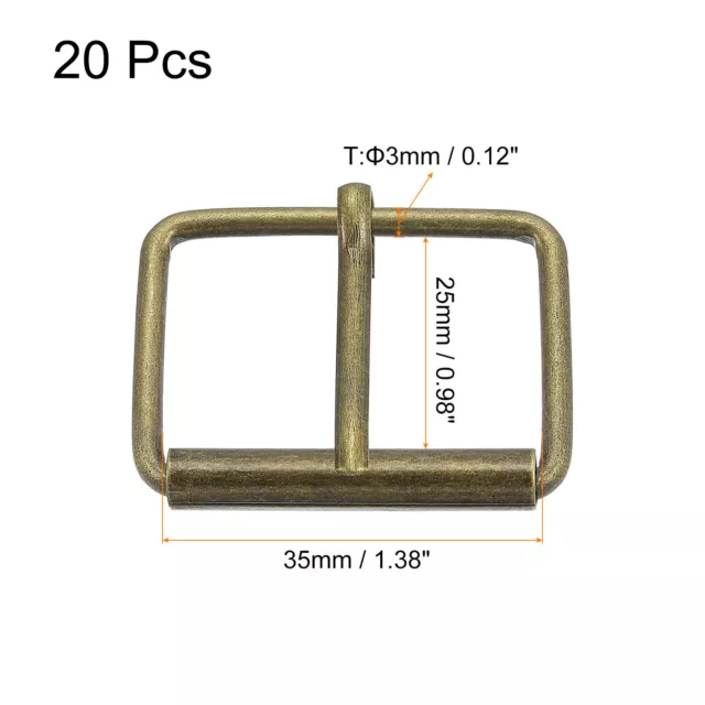 Rollenschnallen, 20 Stck. 35x25 mm 3 mm dick Metall Gürtel Pin Schnalle, Bronze Ton 2