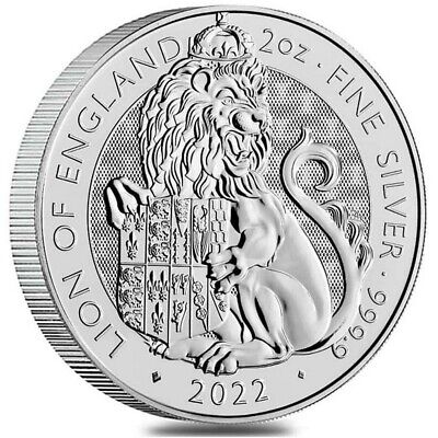 GRANDE BRETAGNE 5 Livres Argent 2 onces Tudor Beasts Lion d'Angleterre 2022