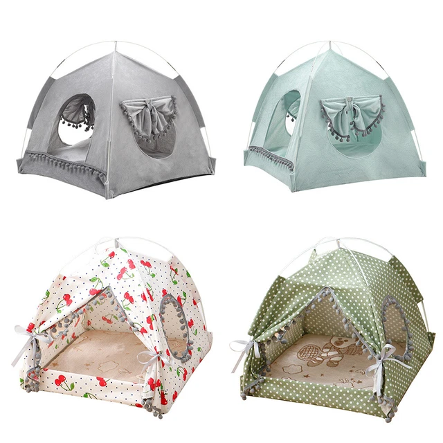 Pet Teepee Bed Cat Kitten Dog Puppy Play Tent Play Cushion Tipi House  Mat