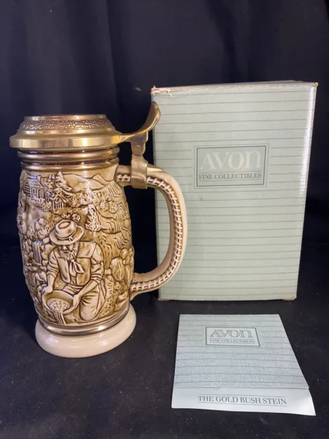 AVON Collectible 1987 STEIN “THE GOLD RUSH” Handcrafted in Brazil  With Box