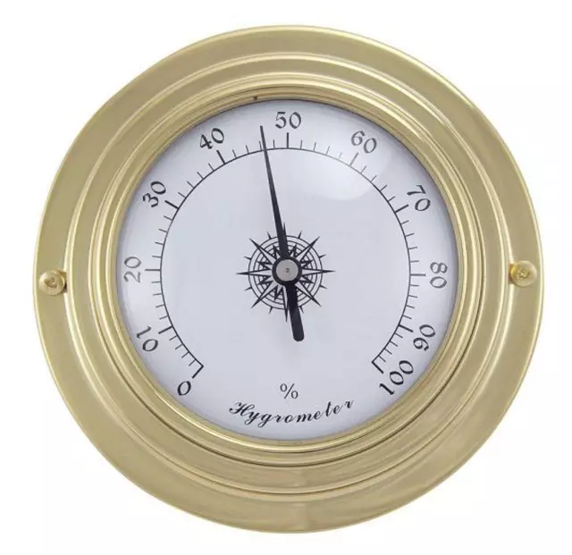 Hygrometer, Maritimes Schiffsthygrometer im Messing Gehäuse Ø 10 cm Hygrometer, Maritimes Schiffsthygrometer im Messing Gehäuse Ø 10 cm
