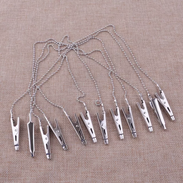 6Pcs Dental Stainless Napkin Holder 42CM Bib Crocodile Clip Flexible Ball Chain