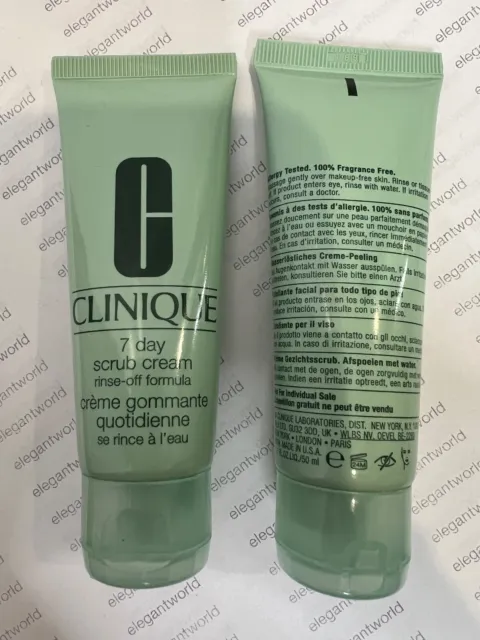 Clinique 7 Day Scrub Cream Rinse-Off Formula 2 X 1.7oz/50ml = 3.4oz.