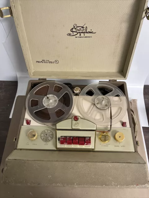 Vintage Symphonic Model R1200 Reel to Reel Tape Recorder Player 3 3/4" & 7 1/2"