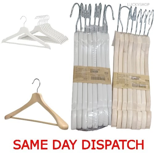 IKEA 8 PACK Bumerang Hangers Natural Coat Shirt Hanger Wooden Strong £