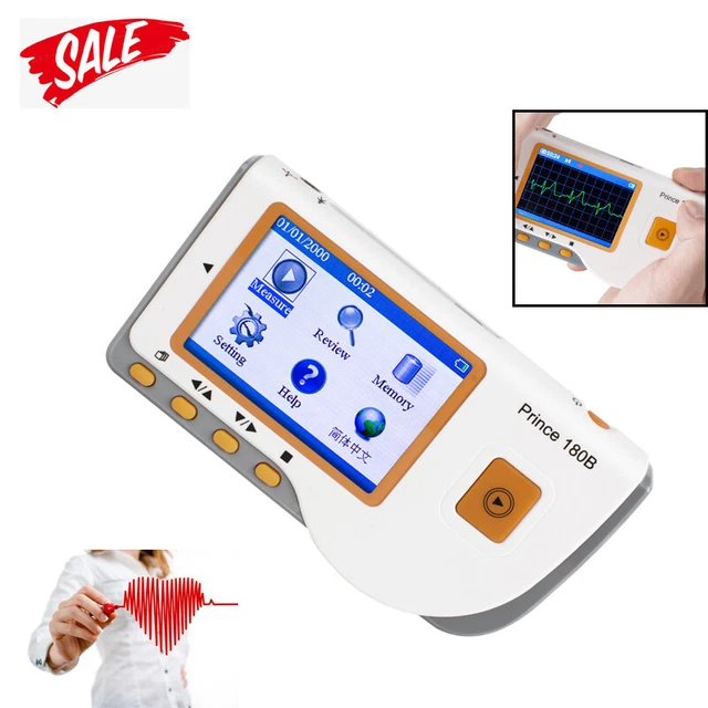PRINCE 180B HANDHELD ECG EKG Portable Monitor Electrocardiogram LCD ...