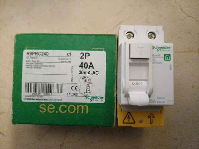 Interrupteur Différentiel Schneider Electric H-H 40A 30mA Type A Peignable R9PRA240