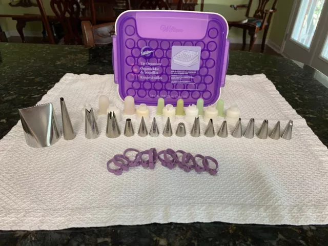 cake decorating tools wilton; tips, organizer, piping bags, etc.