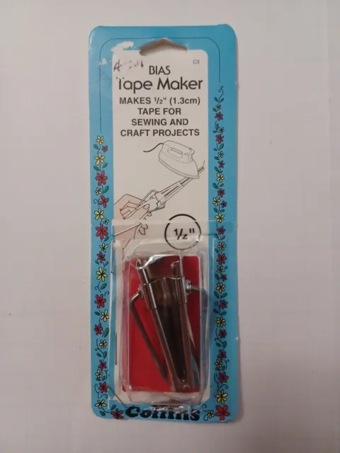 COLLINS 1/2" (1.2cm) BIAS TAPE MAKER, Binding, Quilting,  Sewing,  Crafting