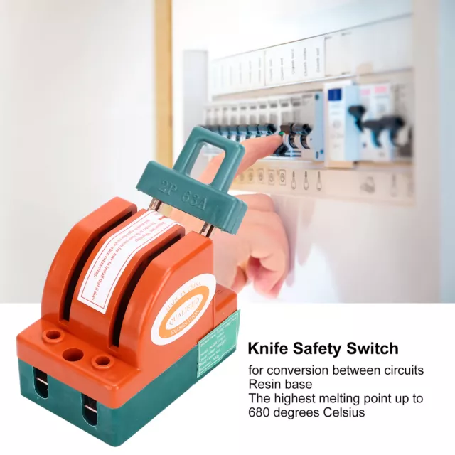 Knife Safety Switch 2 Pole 63A AC 220V Disconnect Knife Switch Double Throw DPDT 2