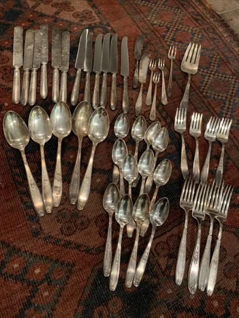 44 PIECES 1847 ROGERS BROS “AMBASSADOR” SILVERPLATE FLATWARE With Box