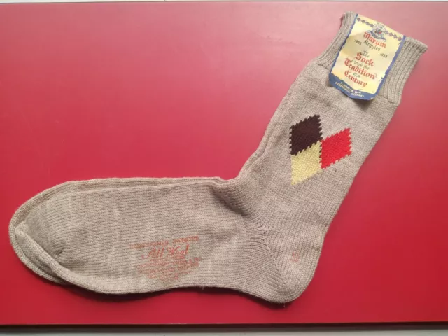 Vtg *Marum 1940s-50s Mens Wool Argyle Socks*◾Marked Size 11◾Deadstock NOS Tags