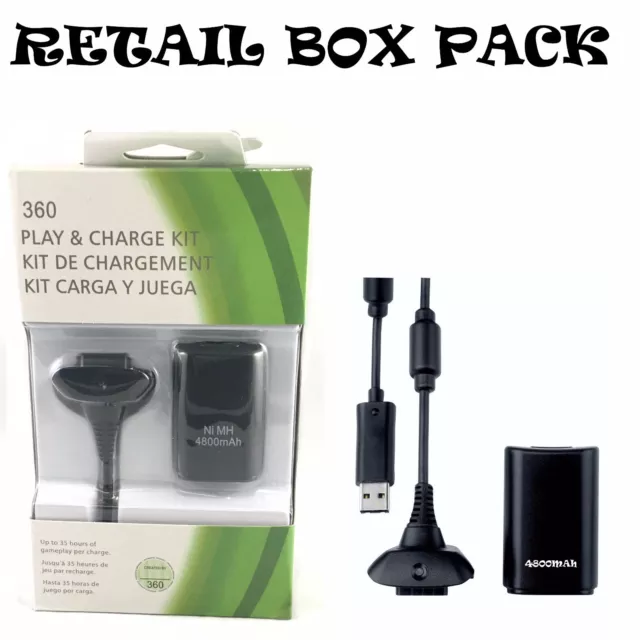 Battery Pack Play And Charge Kit + Rechargeable Battery For Xbox 360 Uk Seller