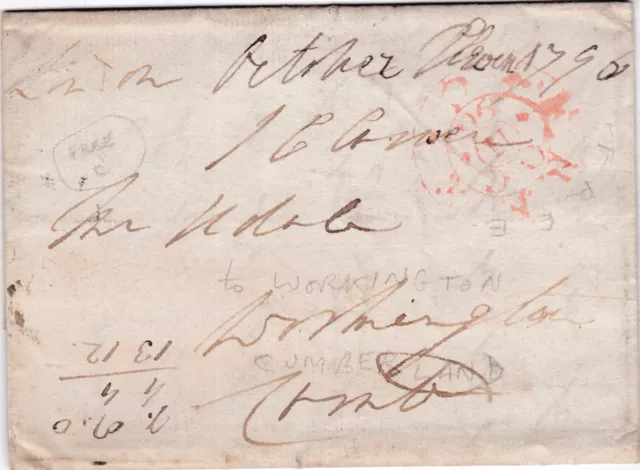 1796 Linton Letter With Free Pmk To Workington  Cumberland