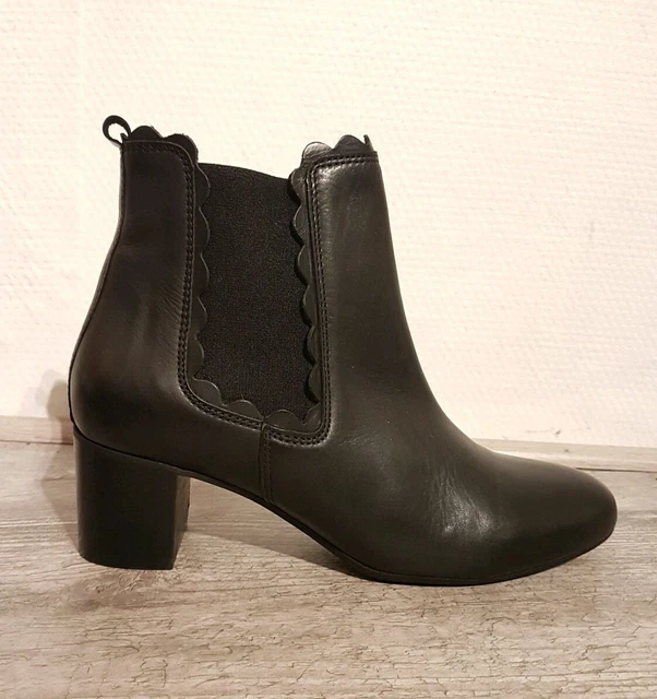 Destockage Bottines Cuir Noir Taille 40 / Boots Cuir Noir / Pointure 40 H410