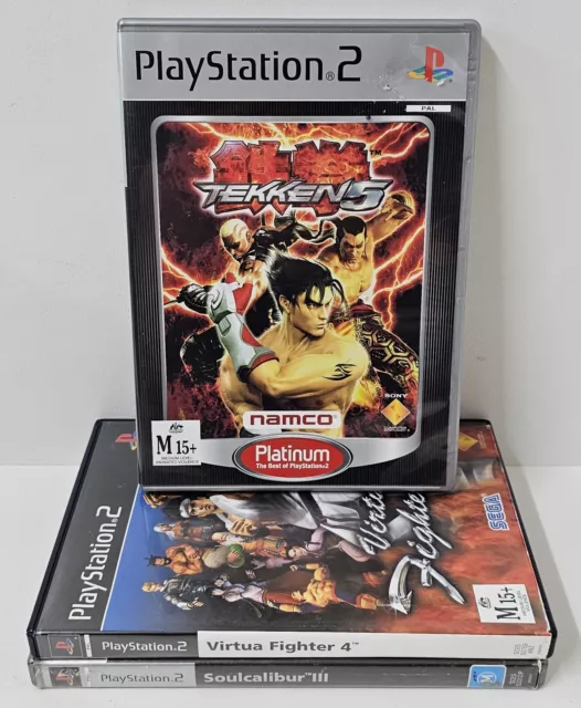 Sony Playstation 2 PS2 Bundle Tekken 5 Platinum Virtua Fighter 4 Soulcalibur 3*