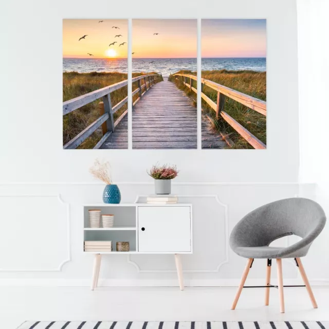 Leinwand Bilder SET 3-Teilig SEA Pier Sonnenuntergang 3D Wandbilder xxl 2189