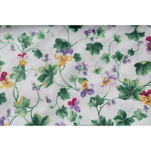 Purple Pink Yellow Violet Pansy Cotton Fabric by the Yard, Floral Print
