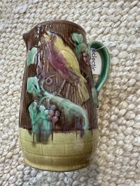 Antique Majolica Pitcher With Small Defects With beautiful patina