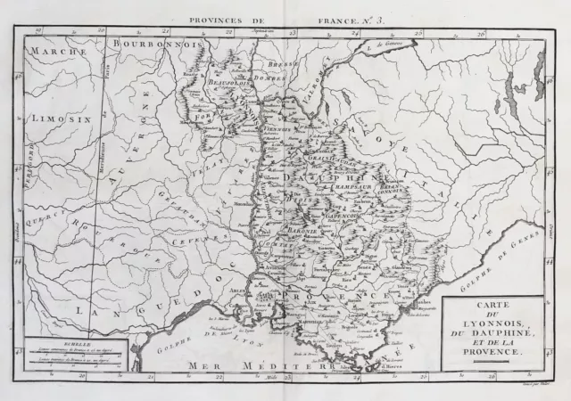 Lyonnais Dauphine Provence Marseille Antibes France carte Pretot Karte map 1787