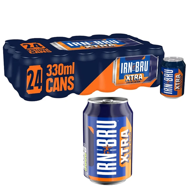 IRNBRU XTRA NO Sugar Fizzy Drink Cans, 330ml, (Pack of 24) 13.24