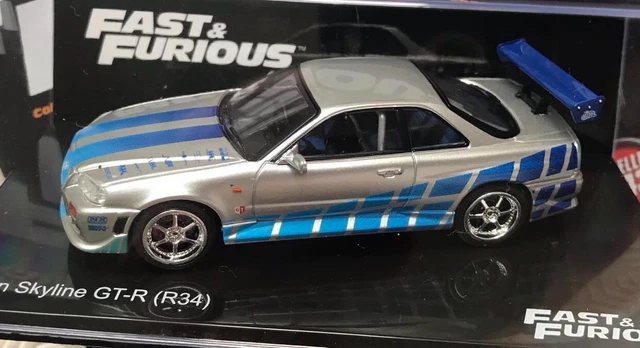 Maquette Nissan Skyline GT-R R34 Fast & Furious - Échelle 1:43, Agostini Altaya, Sous Vitrine