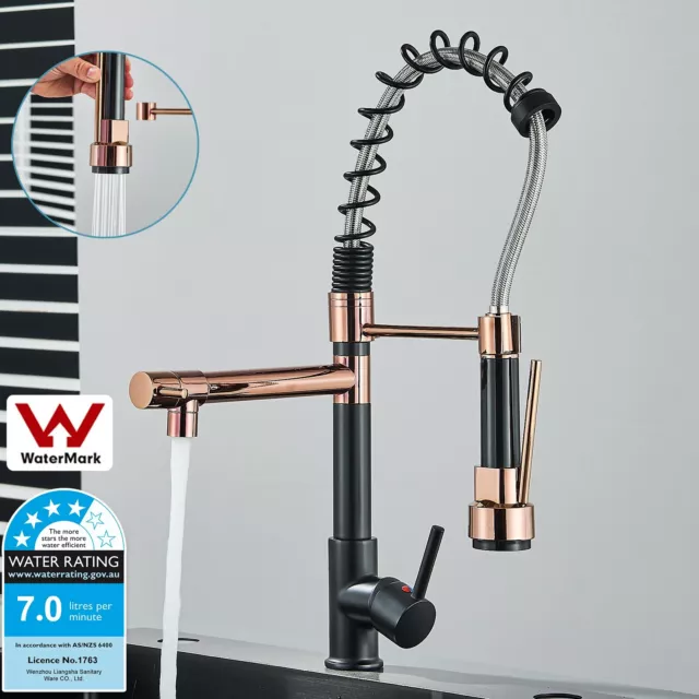 WELS Modern Brass Kitchen Mixer Taps Sink Faucet Pull Out Laundry Swivel Tap