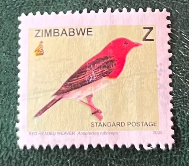 Zimbabwe Z Standard postage Red headed weaver FU E12