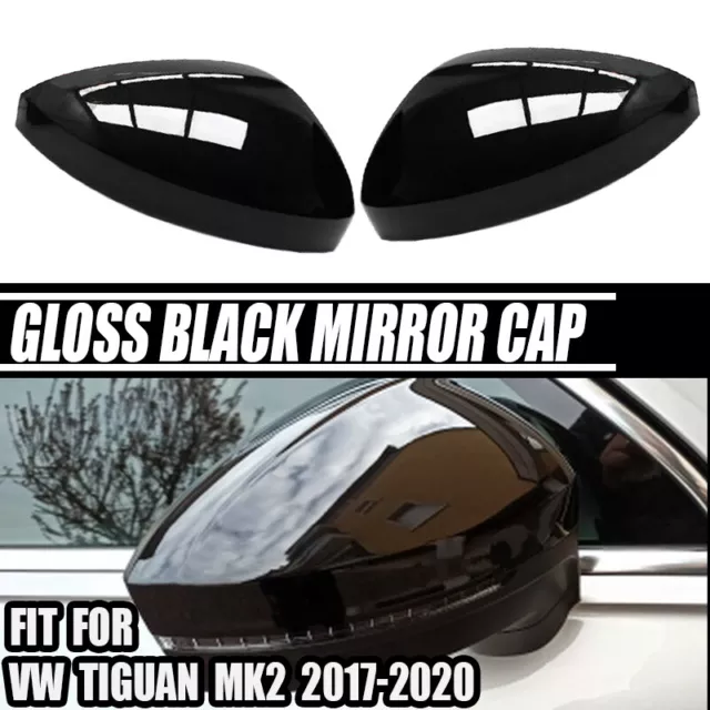 2PC Gloss Black Rear View Side Mirror Cover Replaced For VW Tiguan MK2 2017-2020