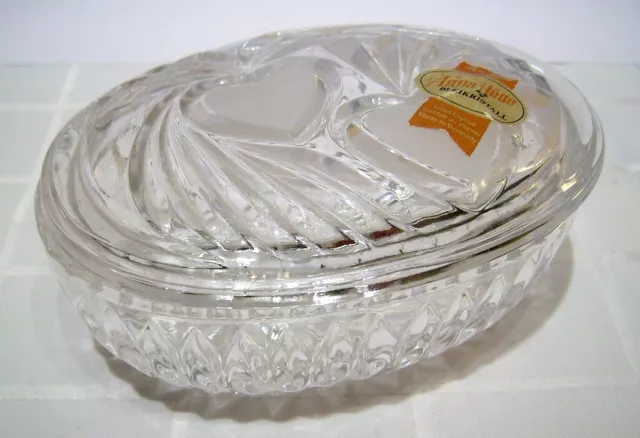 Bleikristall Glasschale mit Deckel  Deckelschale  Deko-Schale oval 8 x 11 cm